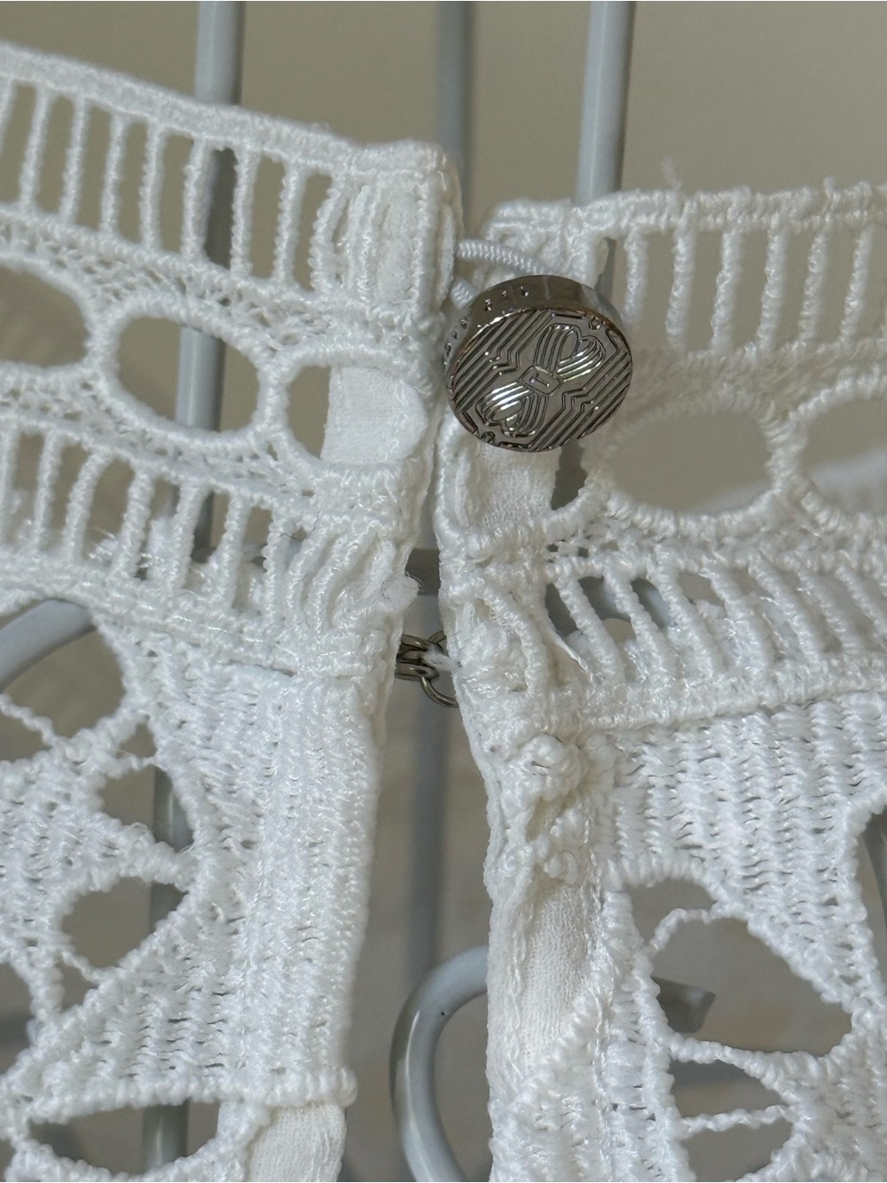 Ted Baker London White Lace Ruffle High Neck Top Blouse Size 0 XS - Picture 5 of 9